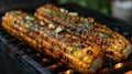 Grilled Corn on the Cob on a Grill Royalty Free Stock Photo