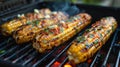 Grilled Corn on the Cob on a Grill Royalty Free Stock Photo