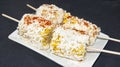 Grilled corn with Cotija cheese and spices Royalty Free Stock Photo