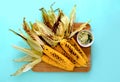 Grilled corn with garlic butter dressing Royalty Free Stock Photo