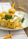 Grilled corn with herb butter and salt Royalty Free Stock Photo