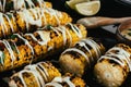 Grilled corn with maionese Royalty Free Stock Photo