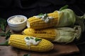 grilled corn, paired with creamy and tangy homemade basil mayo