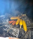 grilled corn and sausages are delicious and beautiful