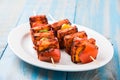 Grilled cottage cheese or also known as Paneer Tikka Kebab or chili paneer or chilli paneer or tandoori paneer in india India, bar Royalty Free Stock Photo