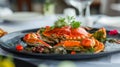 Grilled Crab Delight in Fine Dining Atmosphere