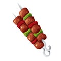 Grilled doner meat kebab on skewers stick icon