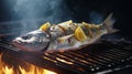 Grilled Dorade on fire