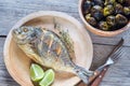 Grilled Dorade Royale Fish with baked brussel sprouts