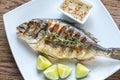 Grilled Dorade Royale Fish on the plate Royalty Free Stock Photo