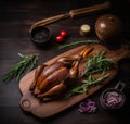 A grilled duck served with appetizers ai, ai generative, illustration