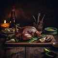 A grilled duck served with appetizers ai, ai generative, illustration