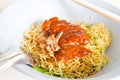 Grilled duck with yellow noodle