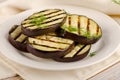 Grilled eggplant slices with fresh herbs. Royalty Free Stock Photo