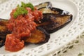 Grilled Eggplant with Tomato Sauce Royalty Free Stock Photo