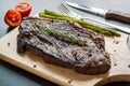 Grilled fillet steak with asparagus and tomato