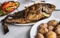 Grilled fish and canarian potatoes in Canary islands