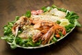 Grilled fish with chips and vegetables Royalty Free Stock Photo