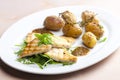 grilled fish with grilled potatoes Royalty Free Stock Photo