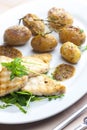grilled fish with grilled potatoes Royalty Free Stock Photo