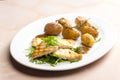 grilled fish with grilled potatoes Royalty Free Stock Photo