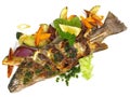 Grilled Fish - Rainbow Trout with Vegetables Royalty Free Stock Photo