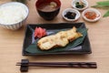 Grilled fish set meal of the Japanese righteye flounder Royalty Free Stock Photo