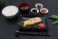 Grilled fish set meal of the Japanese righteye flounder