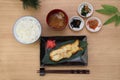 Grilled fish set meal of the Japanese righteye flounder Royalty Free Stock Photo