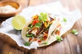 grilled fish tacos with creamy chipotle sauce on paper Royalty Free Stock Photo