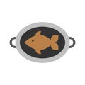 Grilled fish vector, Barbecue related flat style icon Royalty Free Stock Photo