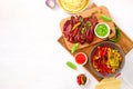 Grilled flank stake fajitas