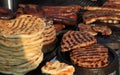 Grilled flatbread and pleskavica Royalty Free Stock Photo