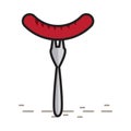 Grilled fork with German sausage.. Vector illustration decorative design Royalty Free Stock Photo