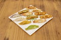 Grilled fried multi-flavor Japanese gyozas