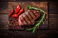 steak red fresh dark raw grill food beef fried background meat. Generative AI.