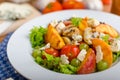 Grilled fruit with blue cheese and salad