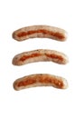 Grilled German white weisswurst sausages on a blank background