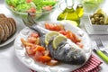 Grilled gilt head bream with salad