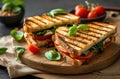 grilled goat cheese sandwich with roasted tomatoes Royalty Free Stock Photo