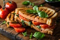 grilled goat cheese sandwich with roasted tomatoes Royalty Free Stock Photo