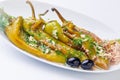 Grilled green peppers salad