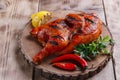 Grilled half chicken barbecue