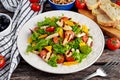 Grilled Halloumi Cheese salad witch orange, tomatoes and lettuce. healthy food Royalty Free Stock Photo
