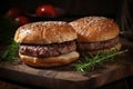 Grilled hamburger fresh. Generate Ai