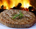 Grilled hamburger meat on the grill