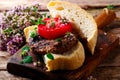 Grilled herbed burger.style rustic .selective focus Royalty Free Stock Photo