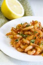 GRILLED HONEY GARLIC SHRIMP AT PLATE Royalty Free Stock Photo