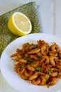 GRILLED HONEY GARLIC SHRIMP AT PLATE Royalty Free Stock Photo