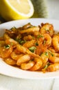 GRILLED HONEY GARLIC SHRIMP AT PLATE Royalty Free Stock Photo